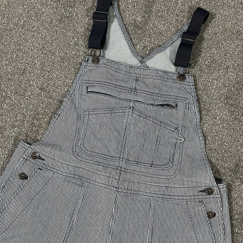 Duluth Trading Rootstock Gardening Overalls Women's M x31 Blue Railroad Stripe - Picture 7 of 12